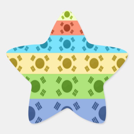 韓国国旗数々ののプリント 星シール (正面)