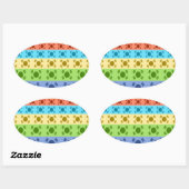 韓国国旗数々ののプリント 楕円形シール (シート)
