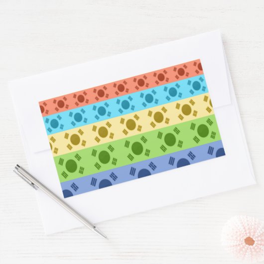 韓国国旗数々ののプリント 長方形シール (封筒)