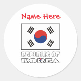 韓国国旗 オリジナル名入り ラウンドシール