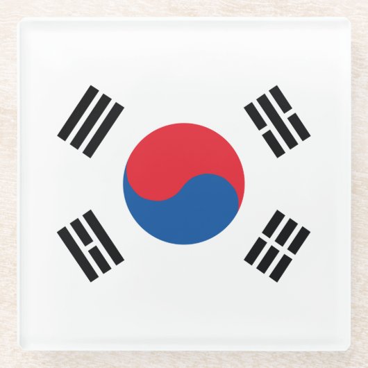 韓国国旗 ガラスコースター (正面)