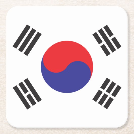 韓国国旗 スクエアペーパーコースター (正面)