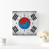 韓国国旗 スクエア壁時計 (ホーム)