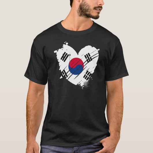 韓国国旗Iは韓国のDNAが大好き Tシャツ (正面)