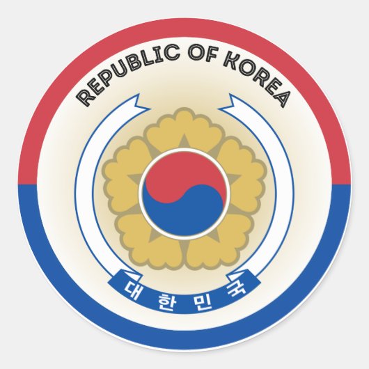 韓国国章サークル形状 ラウンドシール (正面)