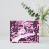 韓国庭園のツル ポストカード (スタンド正面)