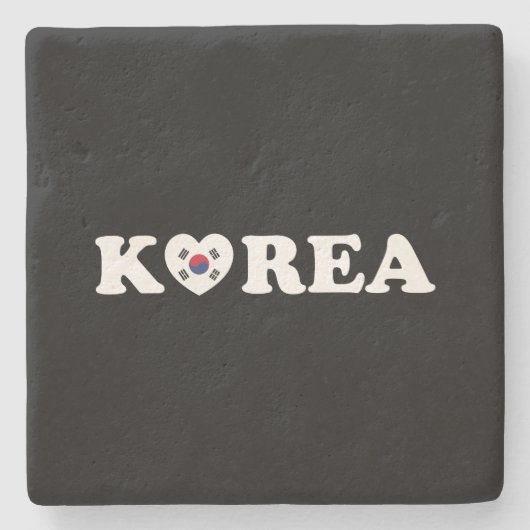 韓国愛ハート国旗 ストーンコースター (正面)
