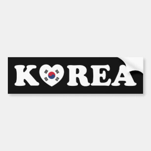 韓国愛ハート国旗 バンパーステッカー