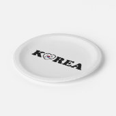 韓国愛ハート国旗 ペーパープレート (アングル)