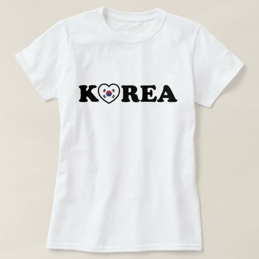 韓国愛ハート国旗 Tシャツ (デザイン正面)
