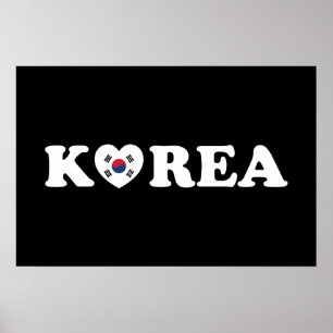 韓国愛ハート旗のポスター ポスター