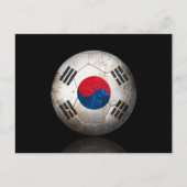 韓国擦り切れた国旗のサッカーボール ポストカード (正面)