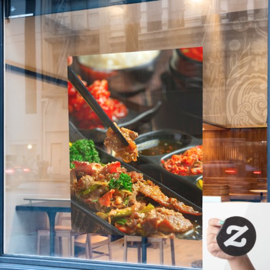 韓国料理ブルゴーギまたはマリネ牛肉バーベキュー ウィンドウサイン (カフェ窓)