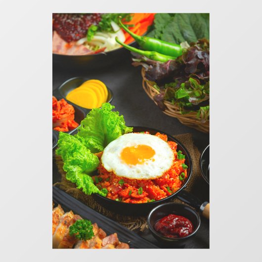 韓国料理 チャーハン キムチと目玉焼き ウィンドウサイン (シート)
