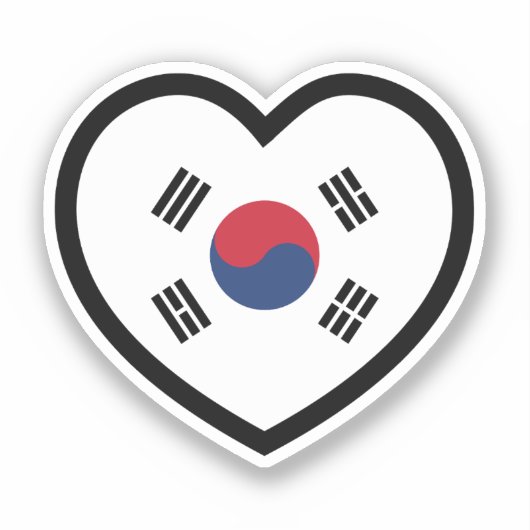 韓国旗ハート シール (正面)
