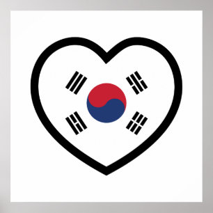 韓国旗ハート ポスター