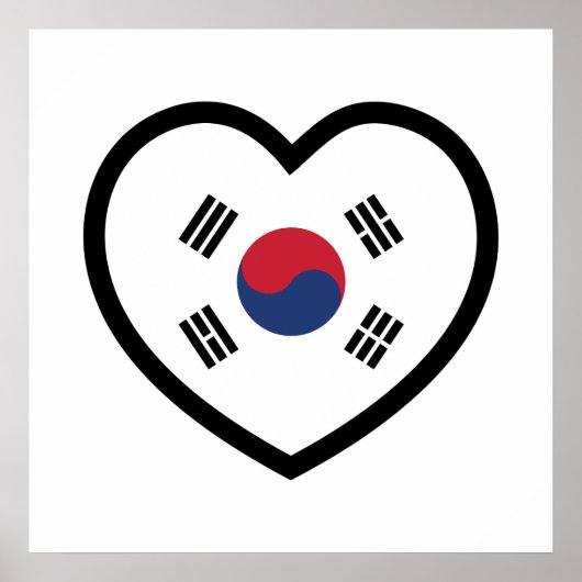 韓国旗ハート ポスター (正面)