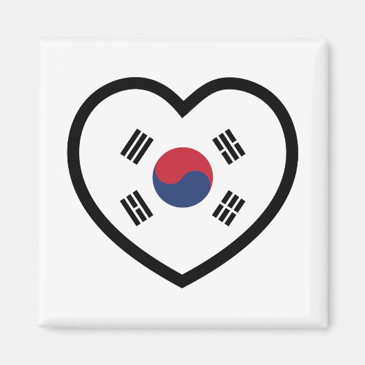 韓国旗ハート マグネット (正面)