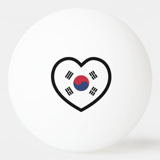 韓国旗ハート 卓球ボール (正面)