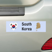 韓国旗ハート+地図ステッカー バンパーステッカー (車上)