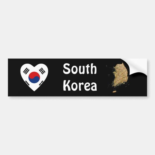 韓国旗ハート + 地図 ステッカー (正面)