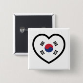 韓国旗ハート 缶バッジ (正面&裏面)
