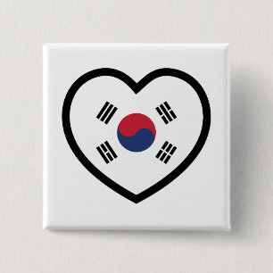 韓国旗ハート 缶バッジ