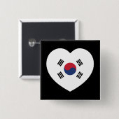 韓国旗ハート 缶バッジ (正面&裏面)