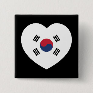 韓国旗ハート 缶バッジ