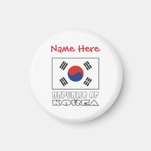 韓国旗 オーダーメイド 丸型  マグネット (正面)