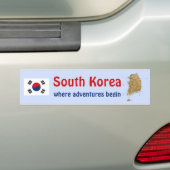 韓国旗+地図ステッカー バンパーステッカー (車上)