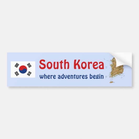 韓国旗+地図ステッカー バンパーステッカー (正面)