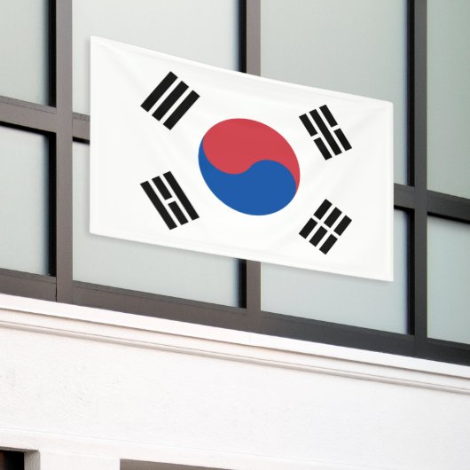 韓国旗 横断幕 (ビルの外側)