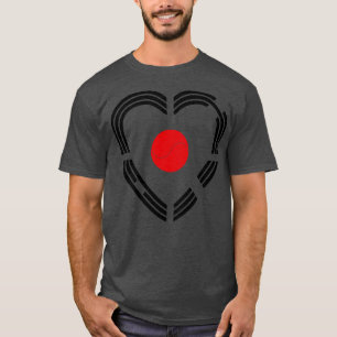 韓国日本の多国籍愛国国旗ハート Tシャツ