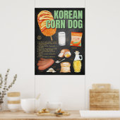 韓国産コーンドッグレシピシャルボード通りフードアート ポスター (キッチン)