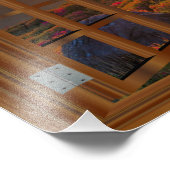 韓国秋の日没の寺のフェイク窓ビュー フォトプリント            (角)