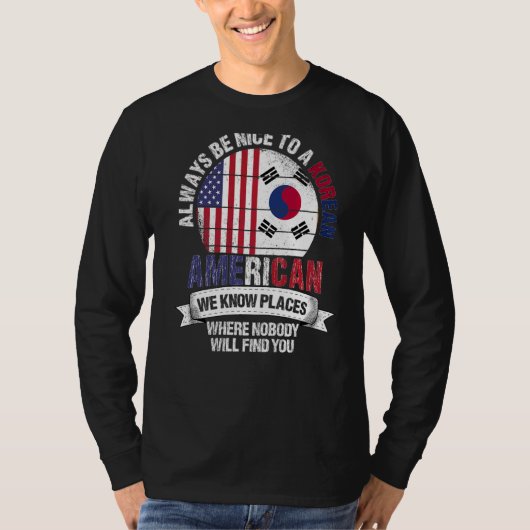 韓国系アメリカ人が韓国Fの知っている場所 Tシャツ (正面)