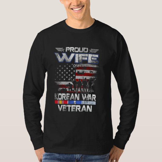 韓国誇りを持った戦争退役軍人国旗のヴィンテージパリの妻 Tシャツ (正面)