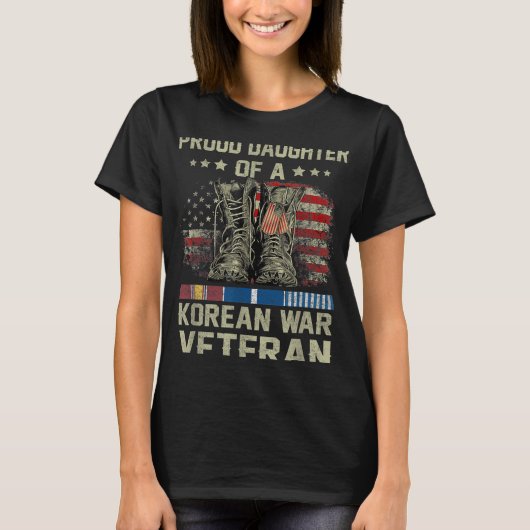 韓国誇りを持った戦争退役軍人米国家敷娘 Tシャツ (正面)