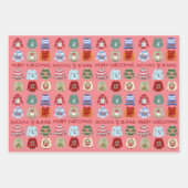 韓国語および英語のグリーティングを使用したクリスマスセーター ラッピングペーパーシート (正面3)