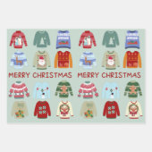 韓国語および英語のグリーティングを使用したクリスマスセーター ラッピングペーパーシート (正面2)