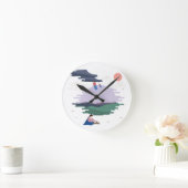 韓国語テーマ ラウンド壁時計 (ホーム)