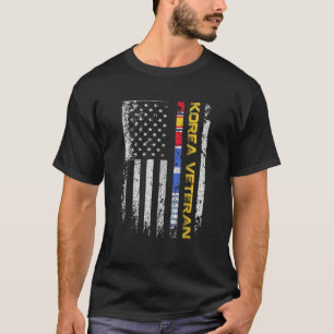 韓国退役軍人国旗ヴィンテージ愛国的退役軍人の日 Tシャツ