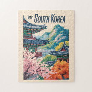 韓国風景イラスト旅行アート ジグソーパズル