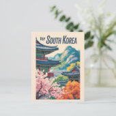 韓国風景イラスト旅行アート ポストカード (スタンド正面)
