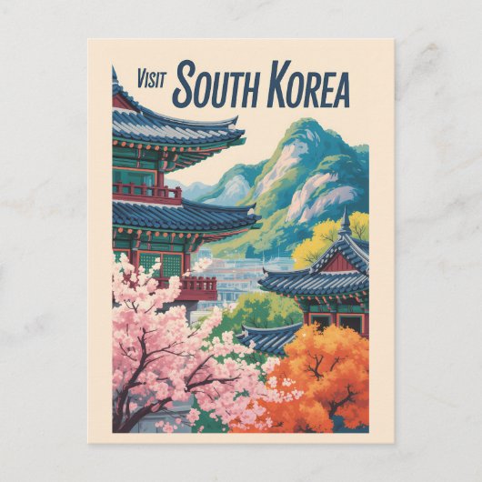韓国風景イラスト旅行アート ポストカード (正面)