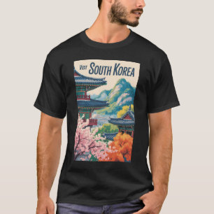 韓国風景イラスト旅行アート Tシャツ