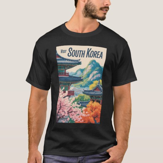 韓国風景イラスト旅行アート Tシャツ (正面)