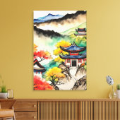 韓国風景水墨画 キャンバスプリント (インサイチュ (リビング))