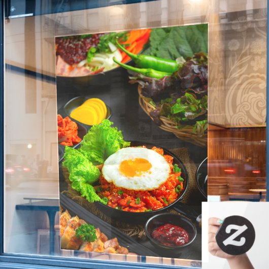 韓国食品炒め飯キムチ卵焼き ウィンドウサイン (カフェ窓)